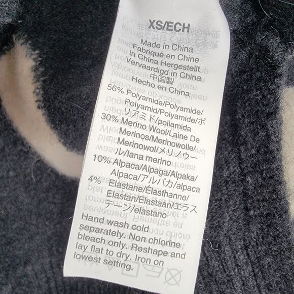 Madewell Womens XS Wool Blend Dotted Bartlett V-Neck Sweater Gray Polka Dot - Picture 6 of 9